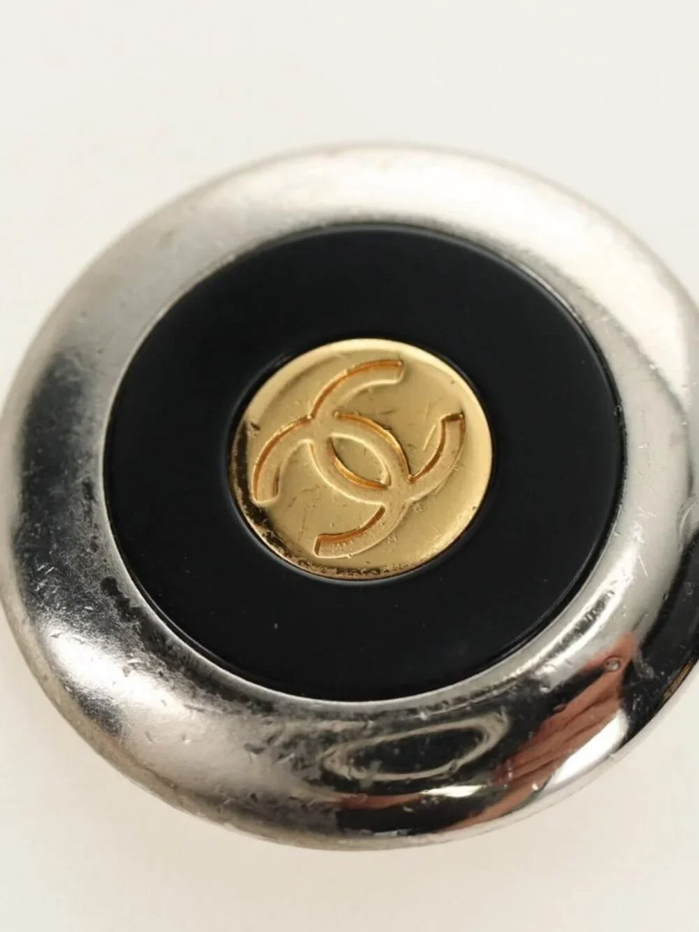CHANEL COCO Mark Earring metal Silver tone CC Auth 183120M